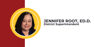 Picture of and text of Jennifer Root, Ed.D, District Superintendent