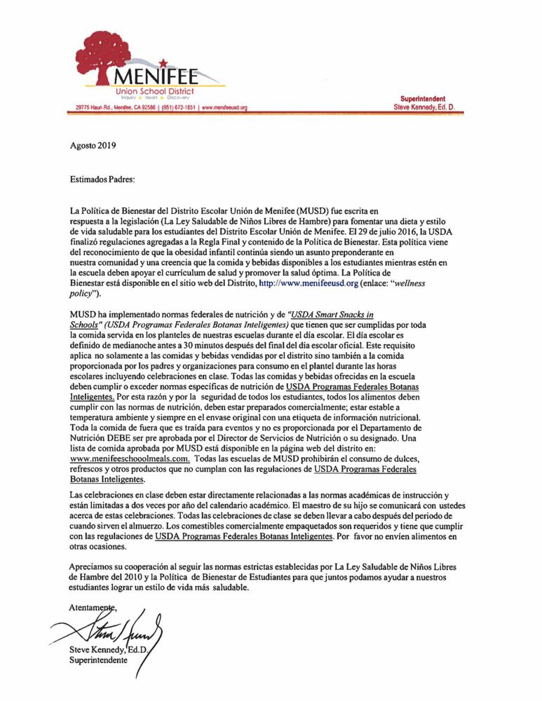 Carta de bienestar